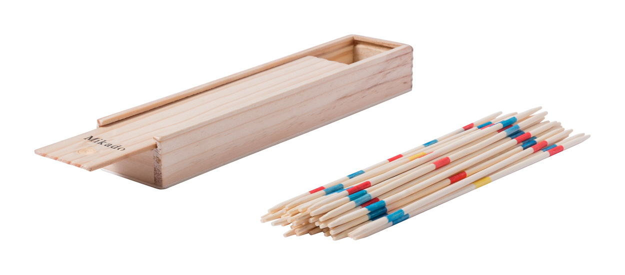 Wooden game MIKADO in wooden box - multicoloured
