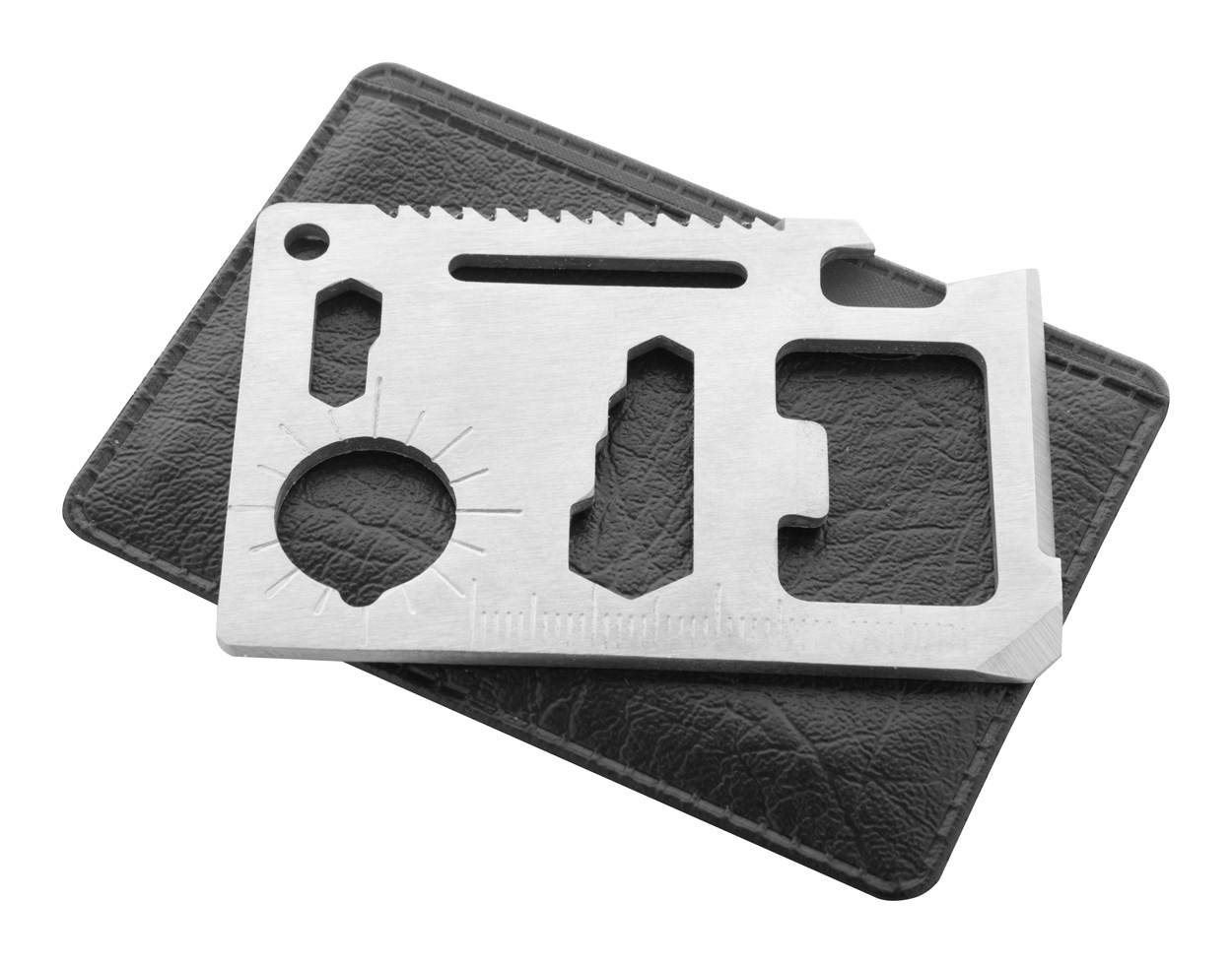 Multifunctional tool GYVER in the shape of a credit card - silver