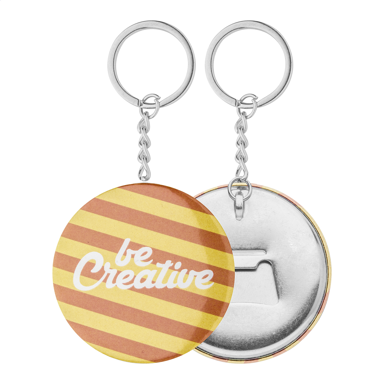 Velký kovový button KEYBADGE BOTTLE s otvírákem lahví - stříbrná