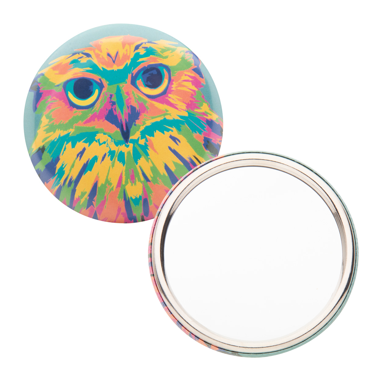 Metal button with mirror BEAUTYBADGE - silver
