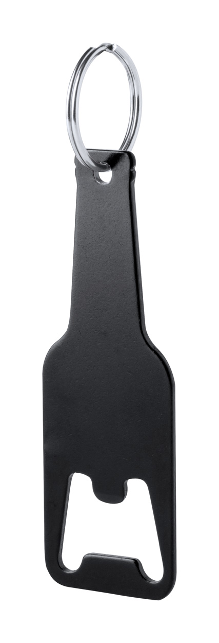 Kovový přívěsek na klíče ve tvaru lahve CLEVON s otvírákem lahví