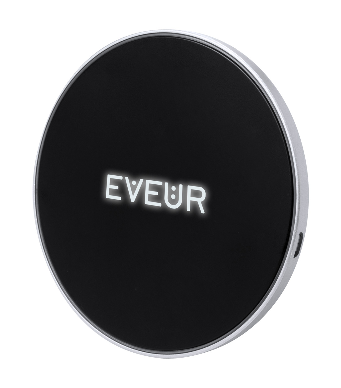 Plastic wireless charger BRIZEM with glowing logo - black