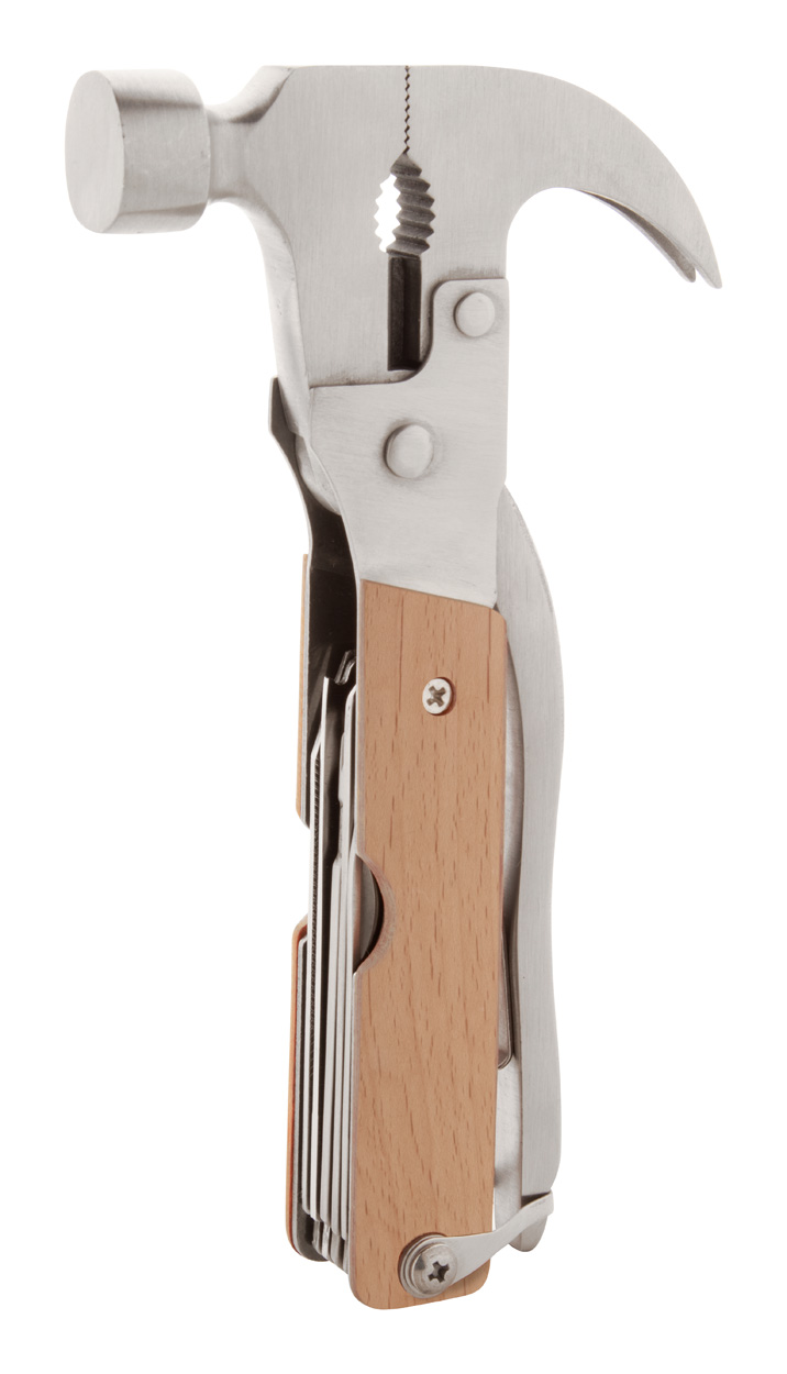 Metal multi-tool KARMANN with wooden handle - silver