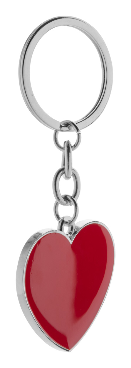 Kovový přívěsek na klíče VALENTINE ve tvaru srdce - červená