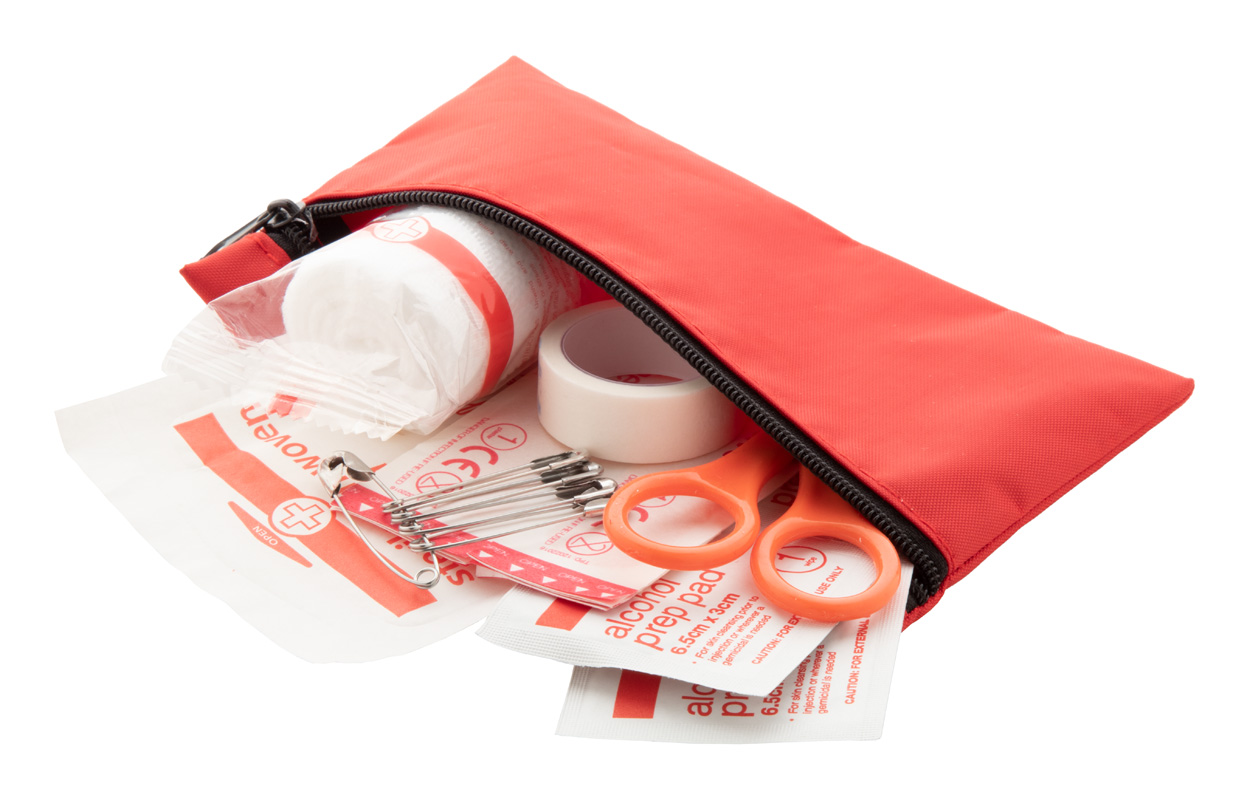 Travel first aid kit DOC2GO in zipped pouch - red