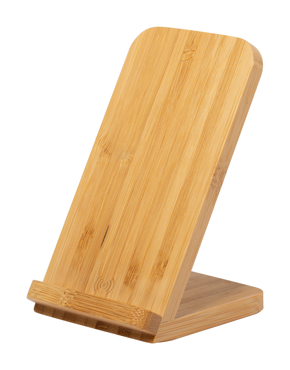 Bamboo wireless charger DIMPER with mobile phone stand - natural