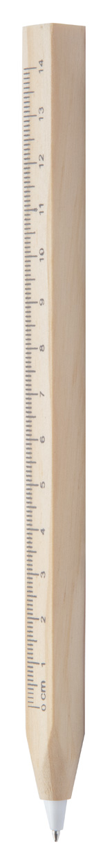 Dřevěné kuličkové pero BURNHAM s pravítkem - přírodní