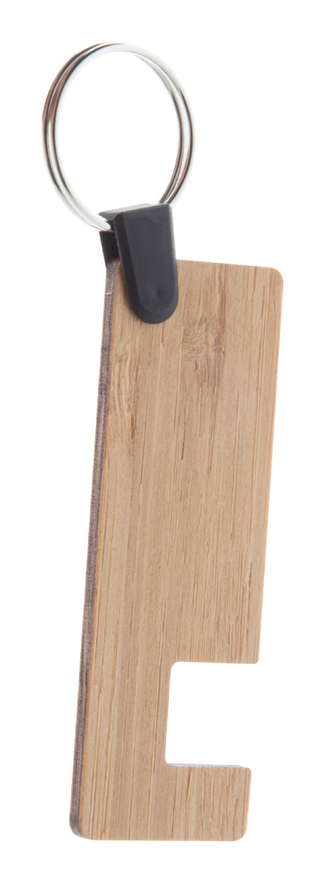 Bamboo phone stand keyring RUFA - natural
