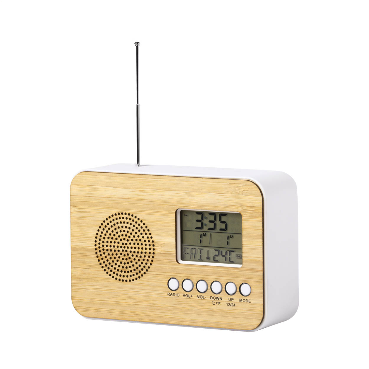 Bordio stolní rádio s hodinami Přírodní