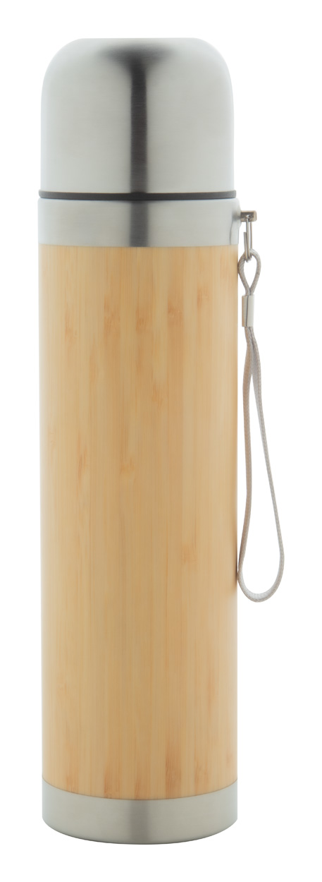 Kovová termoska TIAKY s bambusovým povrchem, 420 ml - přírodní / stříbrná