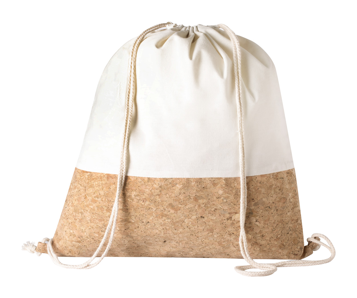 Cotton drawstring backpack GALSIN with cork bottom - beige / natural