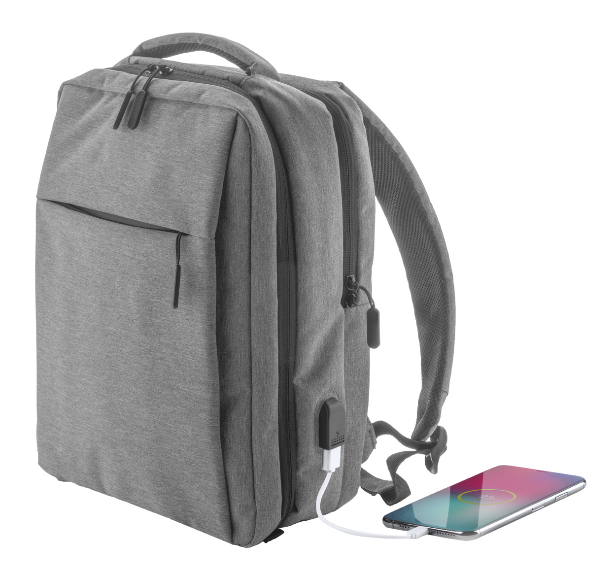 Polyesterový městský batoh BRANSON s prostorem na notebook - tmavě šedá