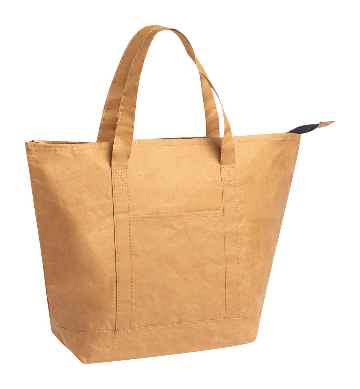 Papírová chladicí taška SABAN s krátkými držadly - přírodní / bílá
