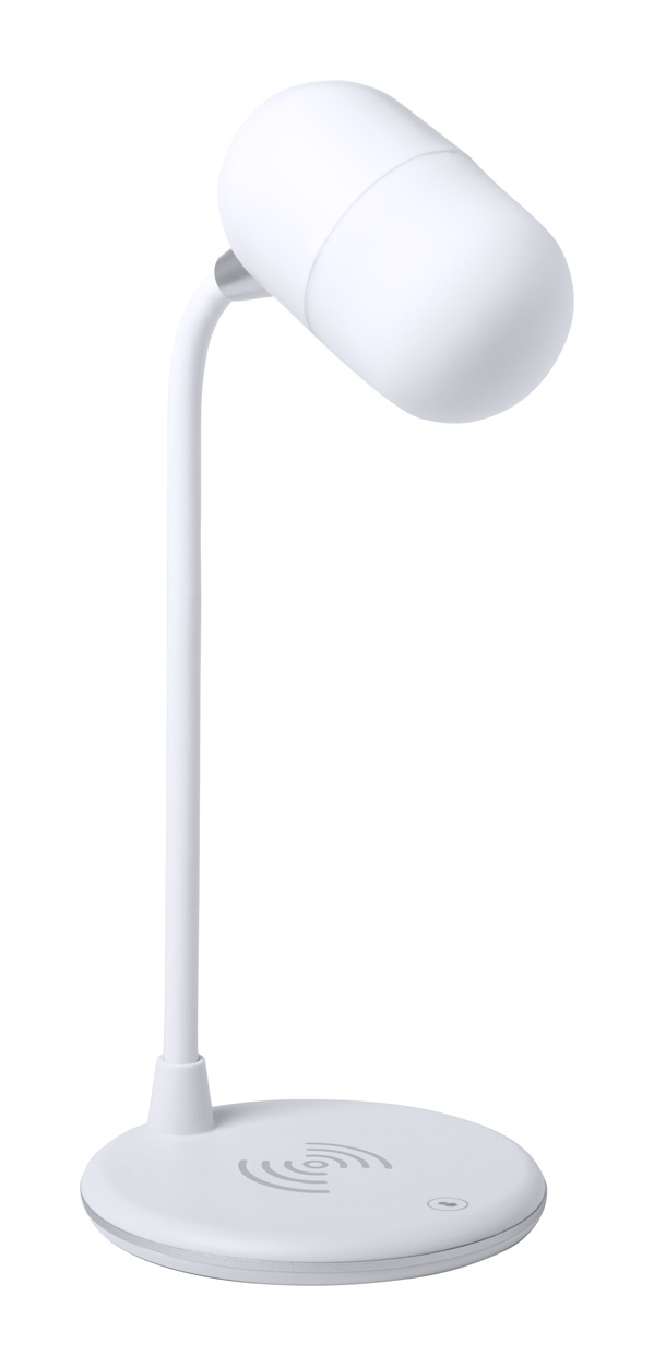 Plastic multifunctional table lamp LEREX with wireless charger and speaker - white