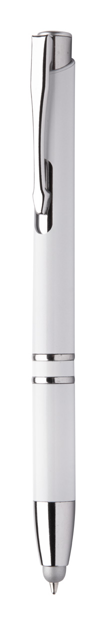 Plastové antibakteriální kuličkové pero TOPEN se stylusem - bílá / stříbrná