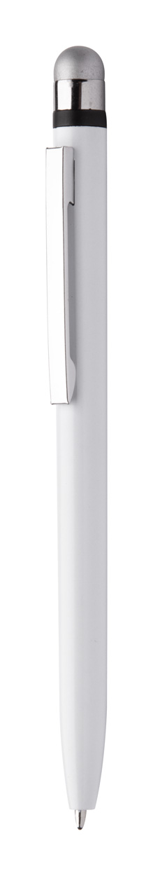 Plastové kuličkové pero VERNE s antibakteriální ochranou a stylusem - bílá / stříbrná