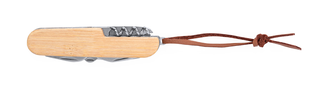 Multifunkční kapesní nůž TITAN s bambusovou rukojetí - přírodní