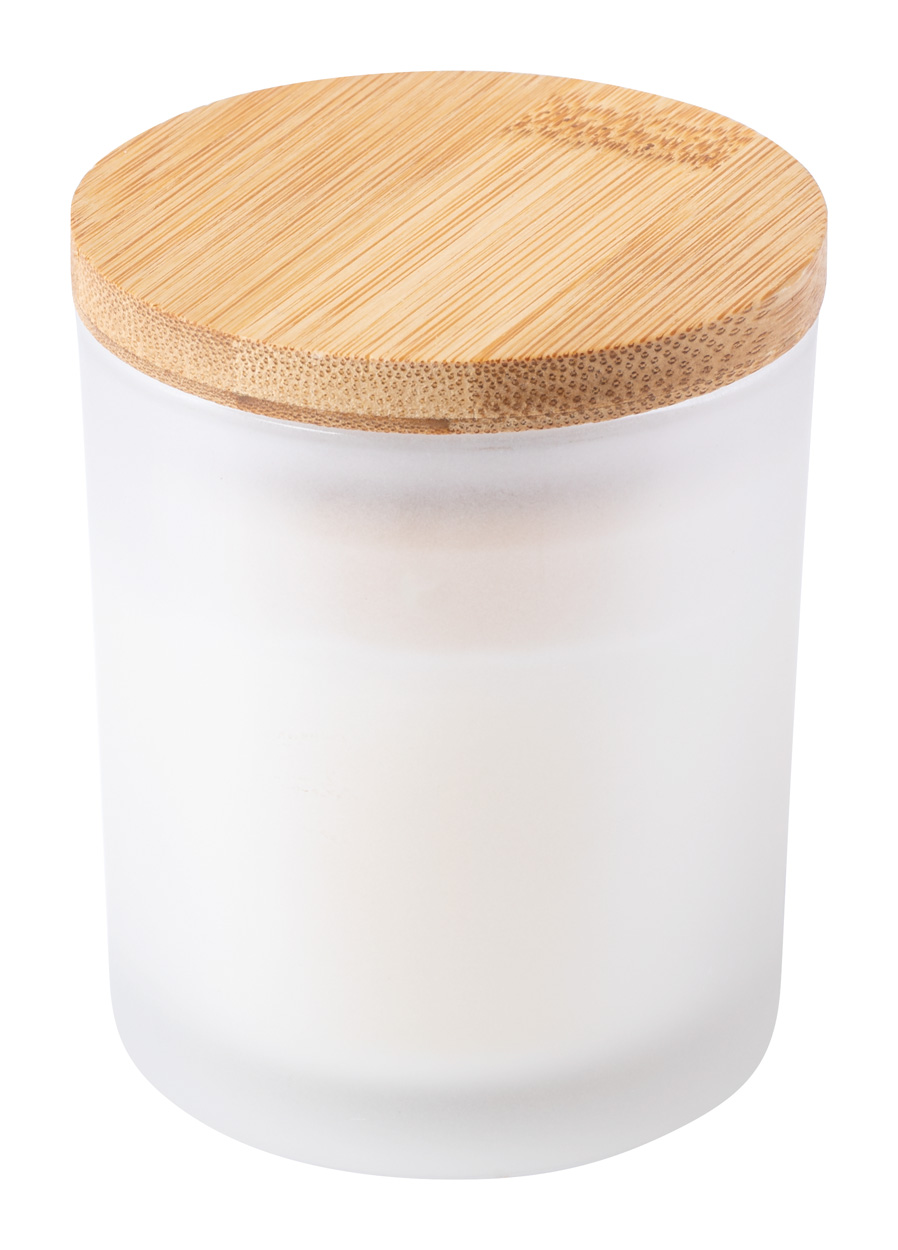  Scented candle TRIVAK with bamboo lid - white