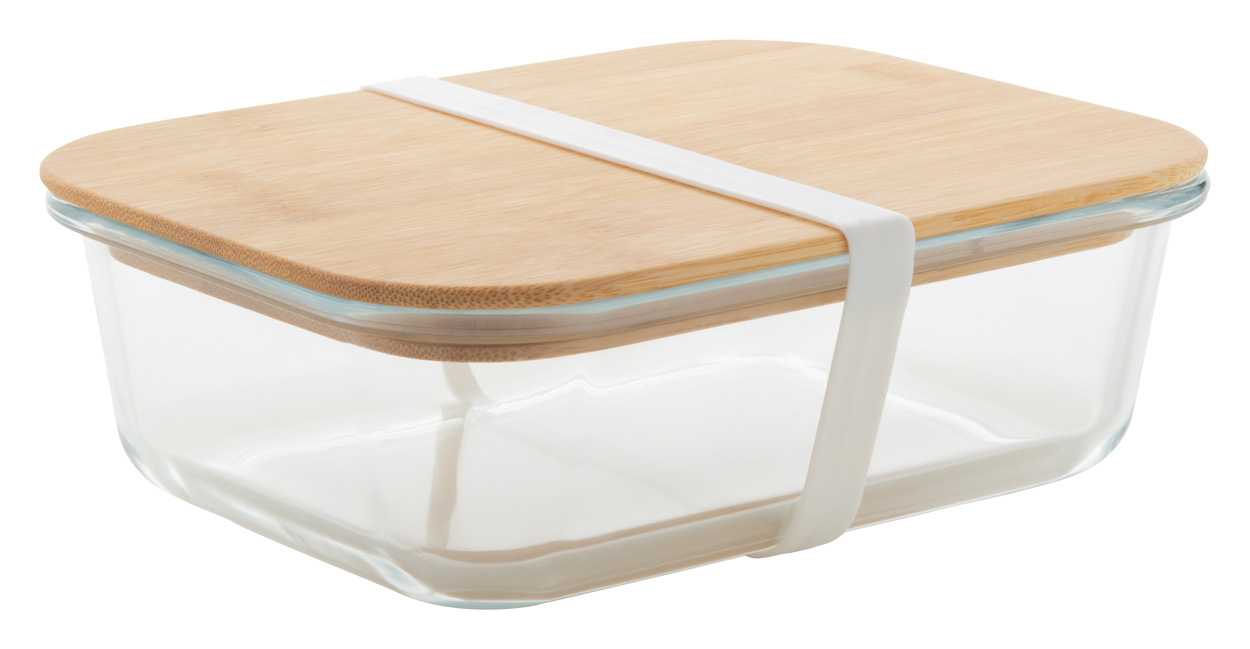 Skleněný box na jídlo VITTATA s bambusovým víčkem, 800 ml - přírodní / transparentní