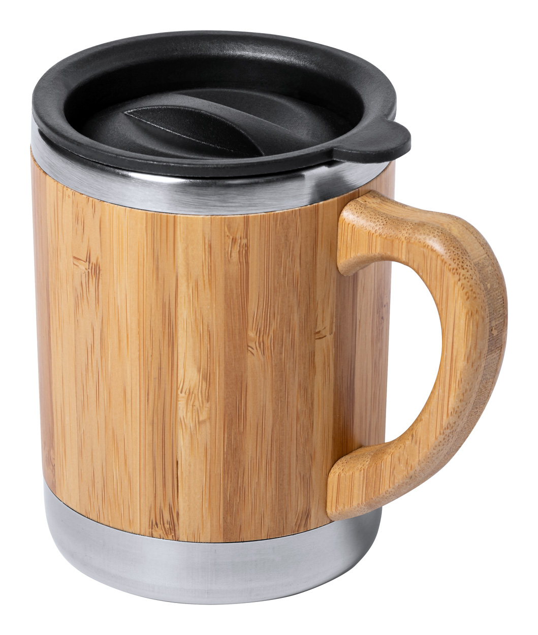 Stainless steel thermo mug VANATIN with bamboo surface, 300 ml - natural