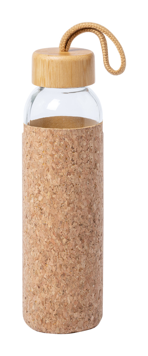 Glass sports bottle TRUPAK with cork sleeve, 500 ml - natural