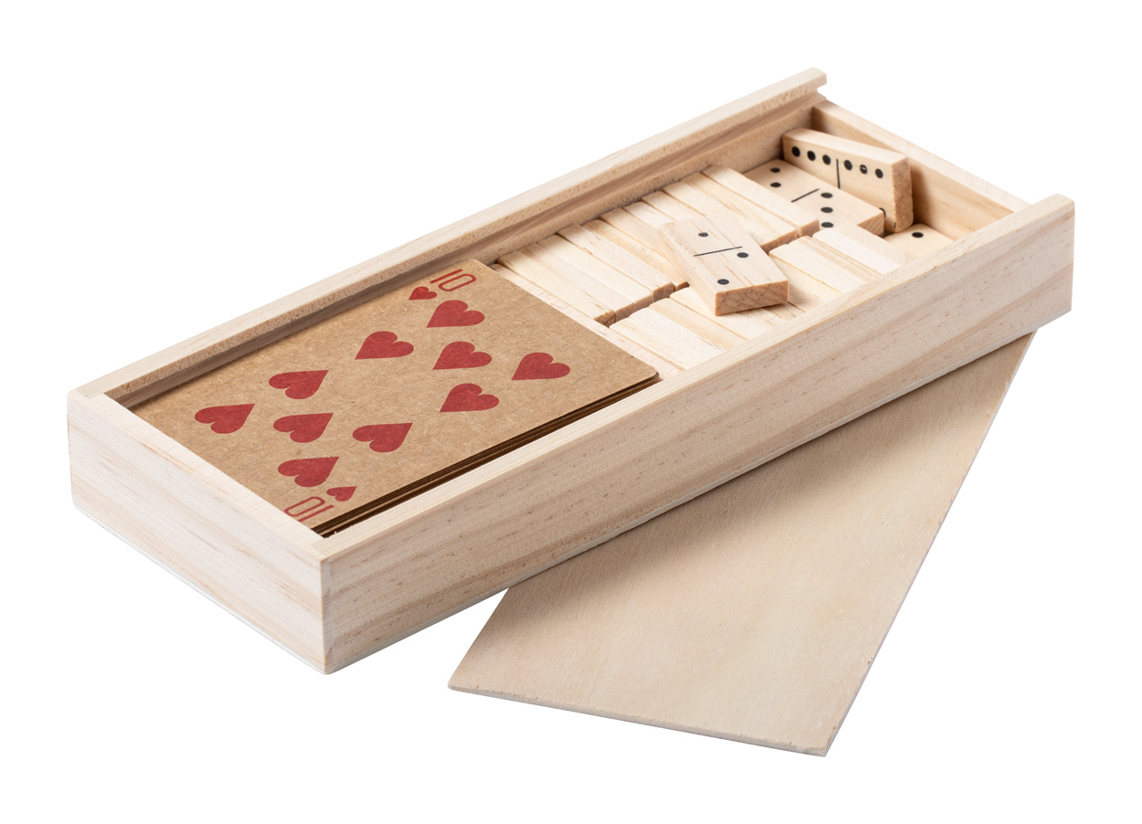 Game set HALIN in wooden box - natural