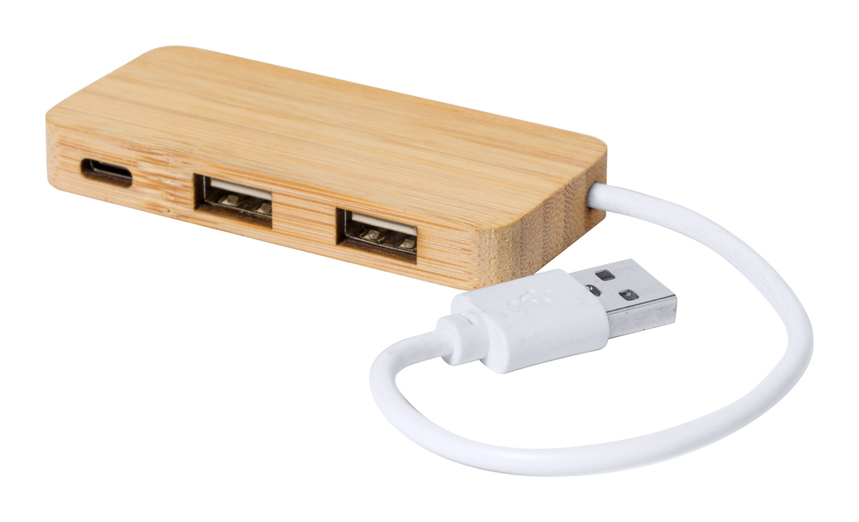 Bambusový USB rozbočovač NORMAN - přírodní