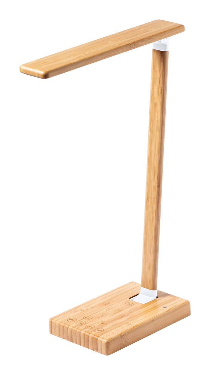 Bambusová stolní lampa SLEYA s bezdrátovou nabíječkou - přírodní