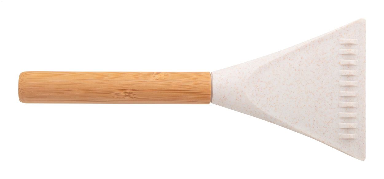 Plastová škrabka na led MEMBEK s bambusovou rukojetí - přírodní