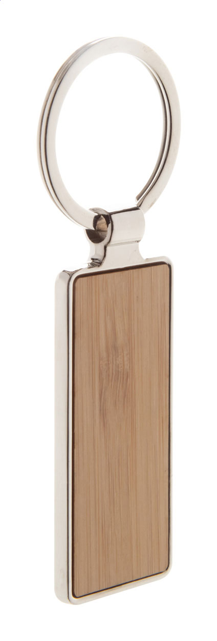 Kovový přívěsek na klíče SQORBY s bambusovou vložkou - přírodní
