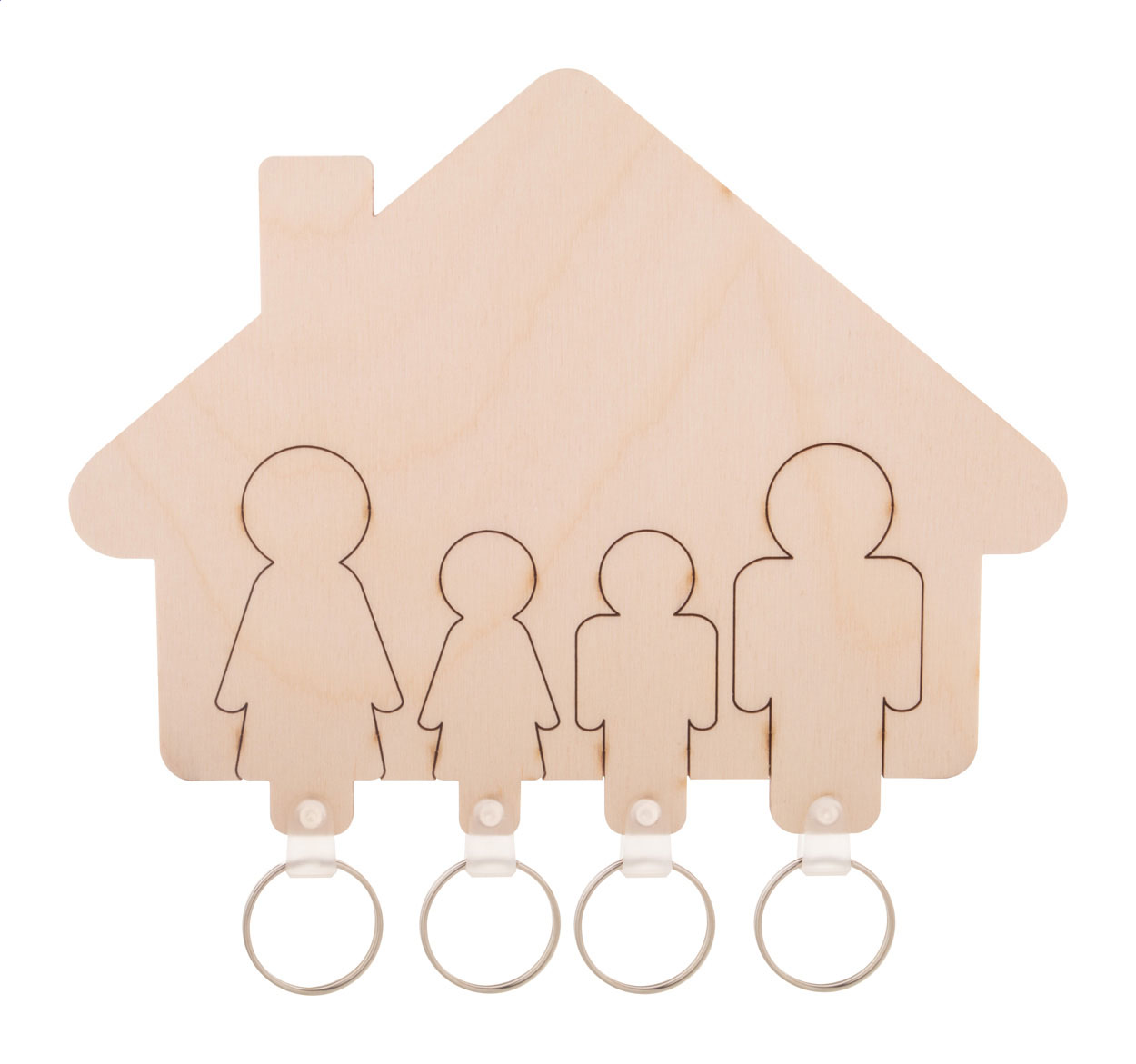 Dřevěný nástěnný věšák na klíče HOMEY PLUS - přírodní