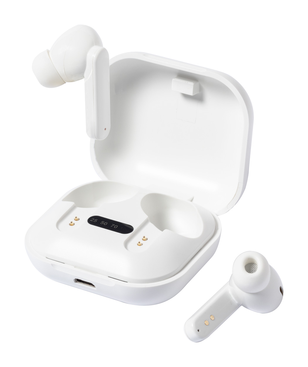 Plastová bezdrátová sluchátka VOLPUX z recyklovaného materiálu - bílá