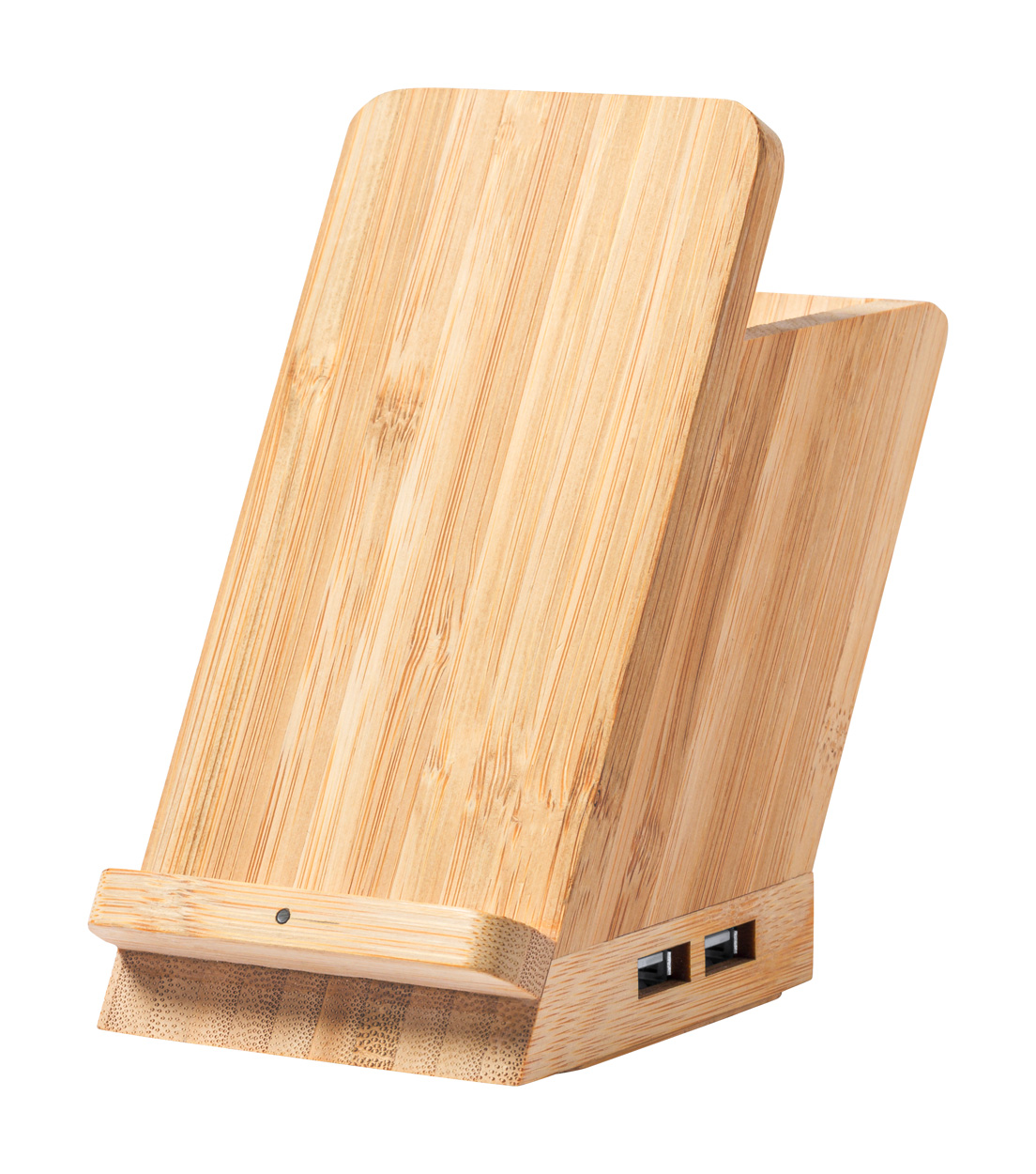 Bambusový stojánek na psací potřeby BLOXEM s bezdrátovou nabíječkou - přírodní