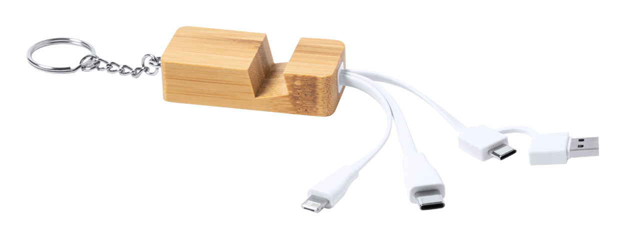 Bambusový stojánek s nabíjecími USB kabely DRUSEK - přírodní