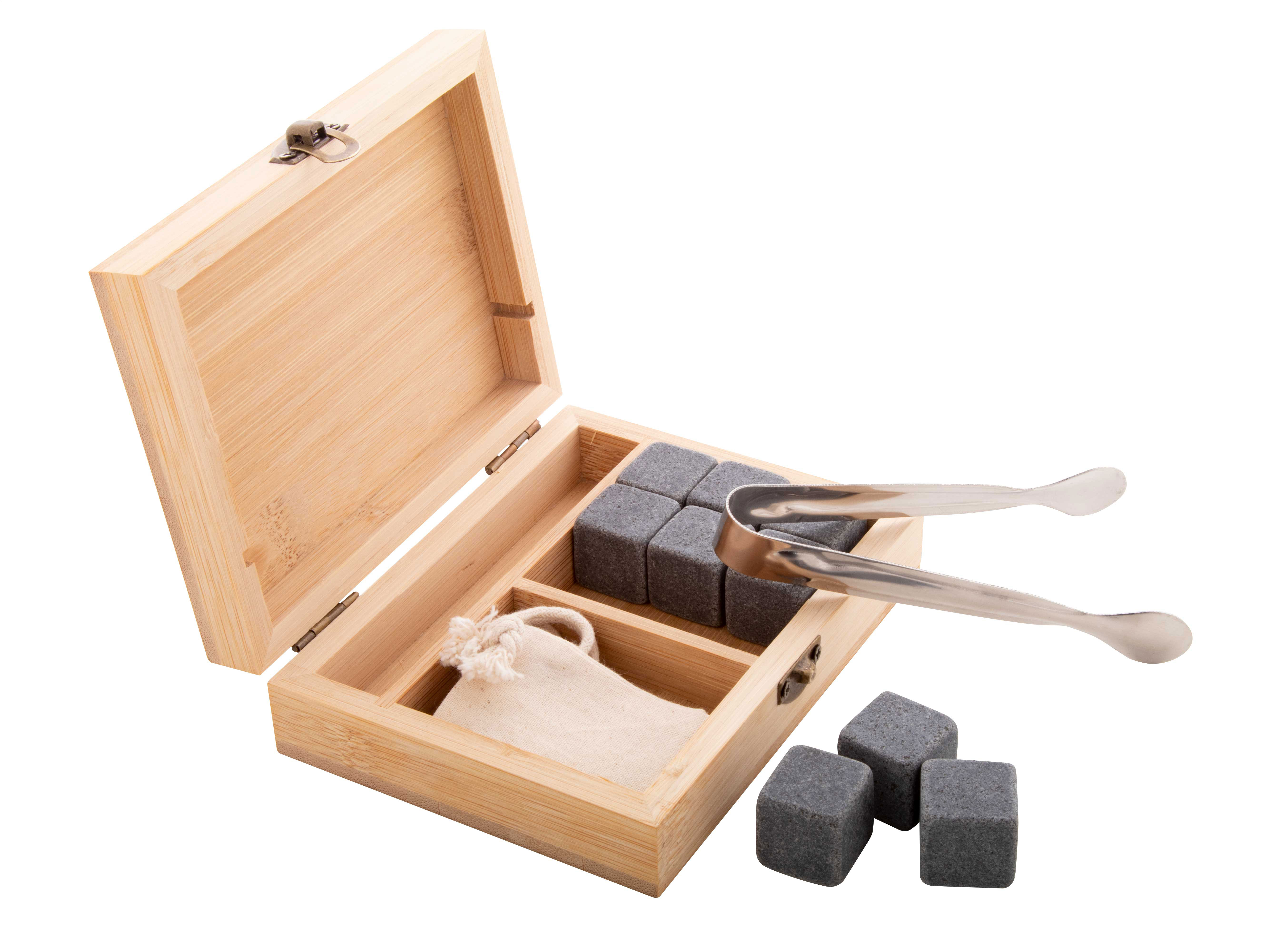 Sada kamenných kostek BOURBON pro chlazení nápojů - přírodní