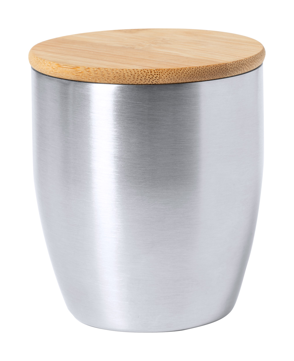 Metal mug ZASEL with bamboo lid, 280 ml - silver / natural