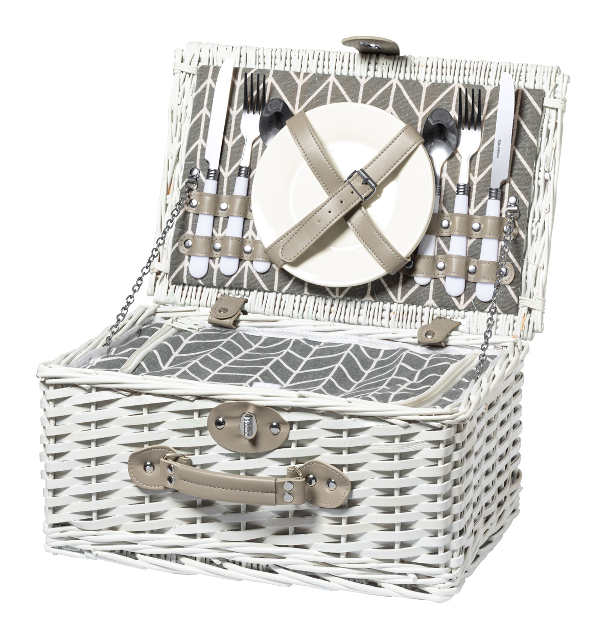 Wicker picnic basket MIDLAND - white