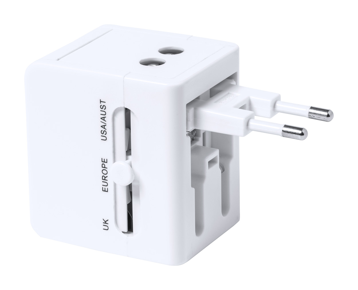 Plastic travel adapter BEIGAR with USB ports - white