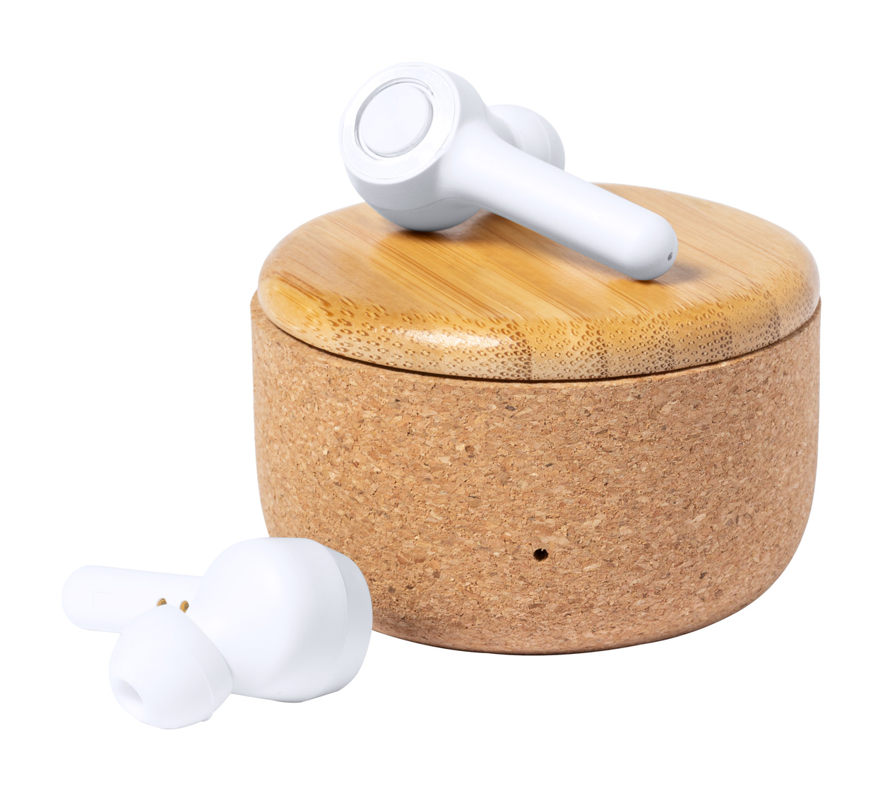 Bezdrátová sluchátka GRIGAL v krabičce z korku a bambusu - přírodní