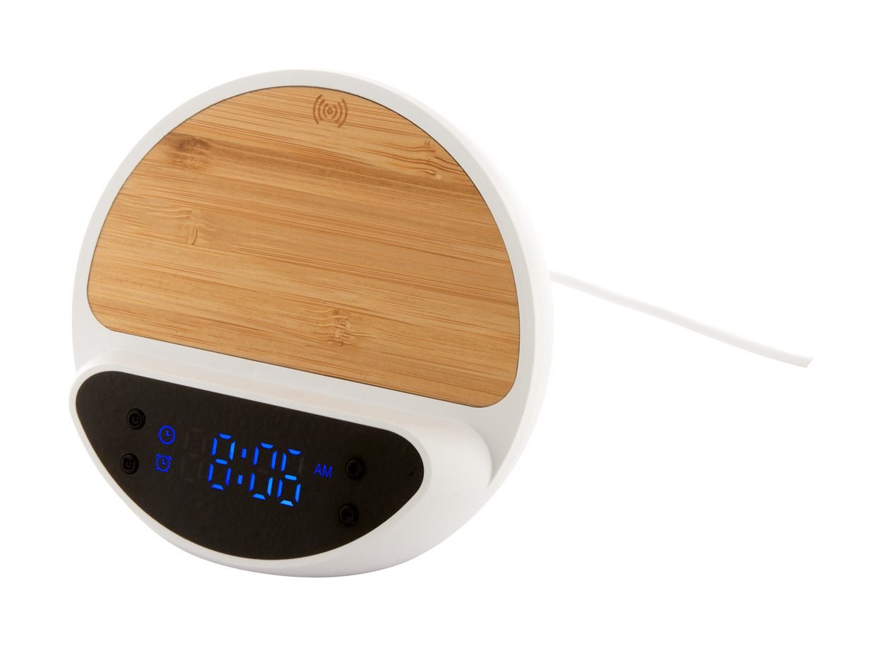 Wireless charger with alarm clock RABOLARM - white