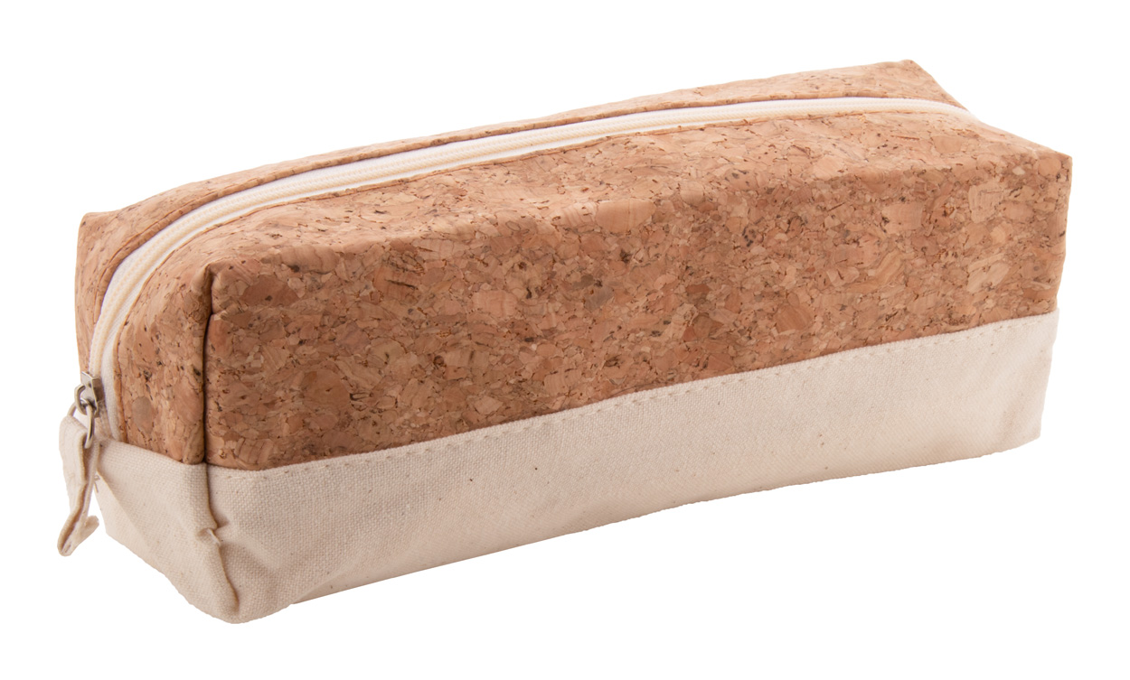 Fabric pencil case COBID with cork detail - natural