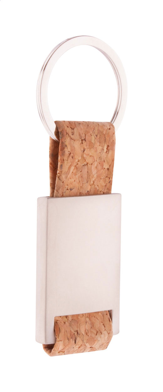 Kovový přívěsek na klíče CORTICA s korkovým páskem - přírodní