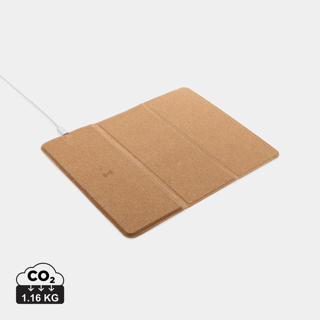 10W wireless charging cork mousepad and stand WILE - brown
