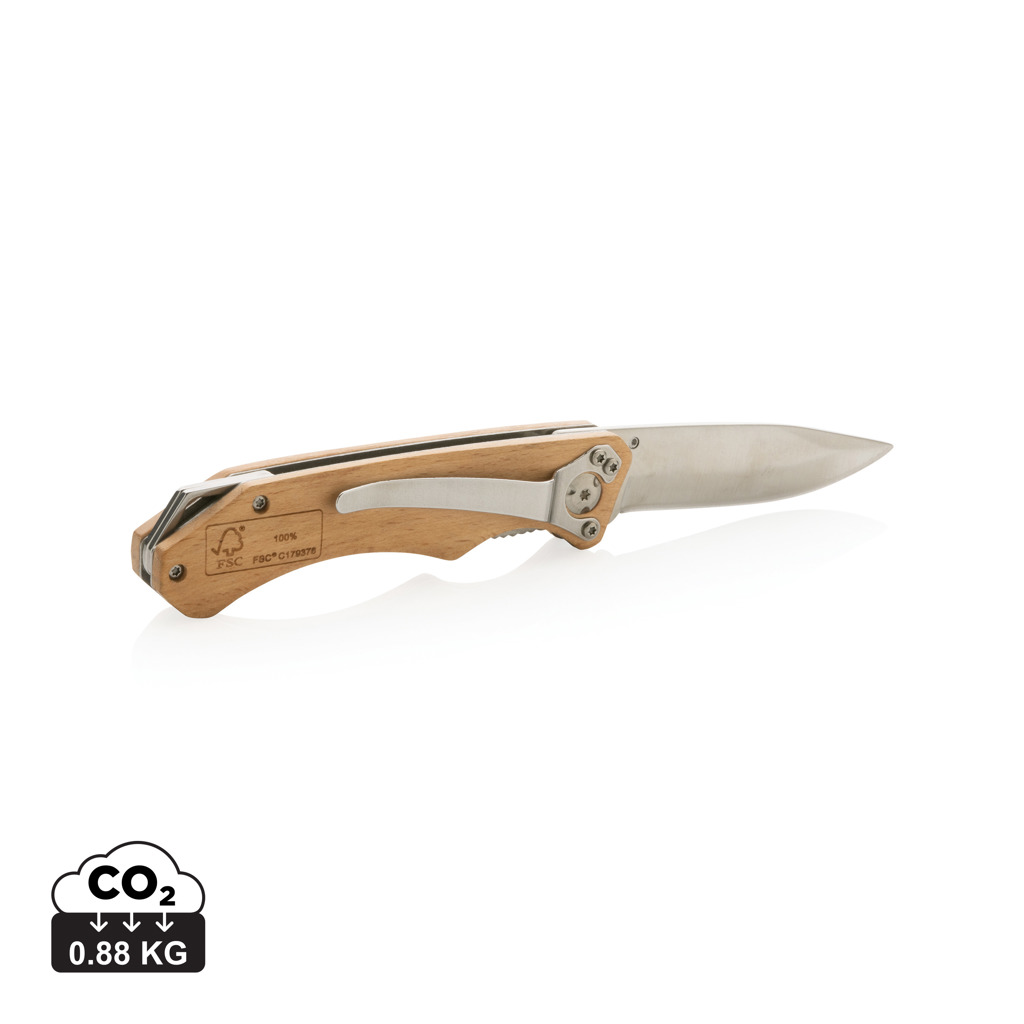 Skládací dřevěný outdoorový nůž ITCH s FSC certifikací - hnědá