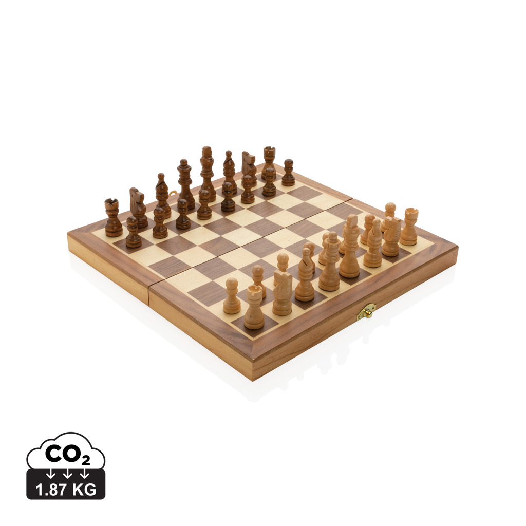 Prémiové dřevěné šachy ve skládací šachovnici SHAKY s certifikací FSC - hnědá
