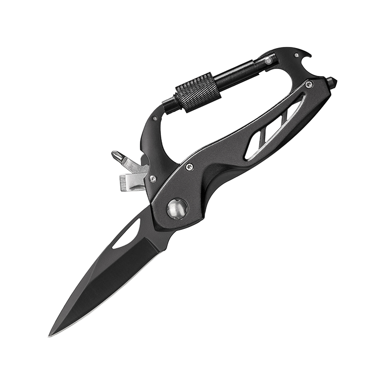 Optima Folding Knife With Carabiner black