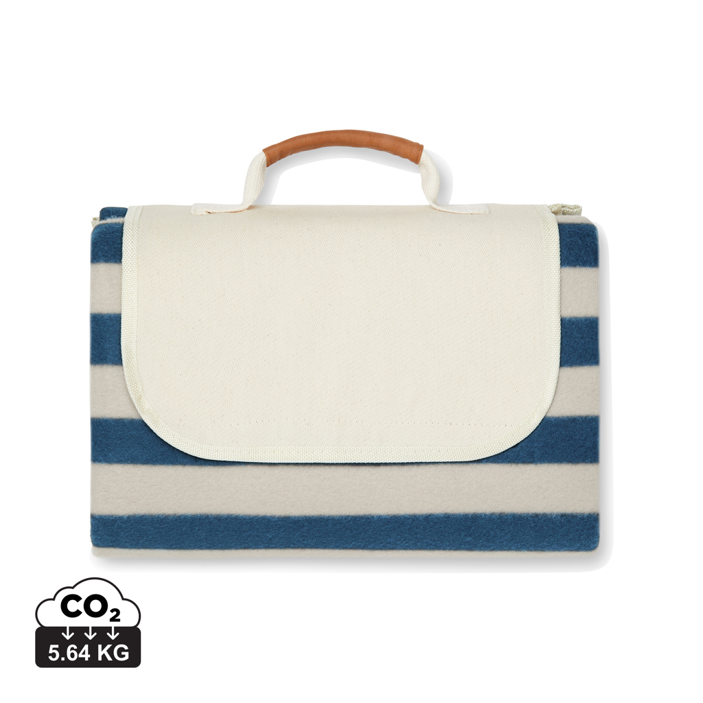 Pikniková deka VINGA Alba LADER z RPET materiálu - námořnická modrá