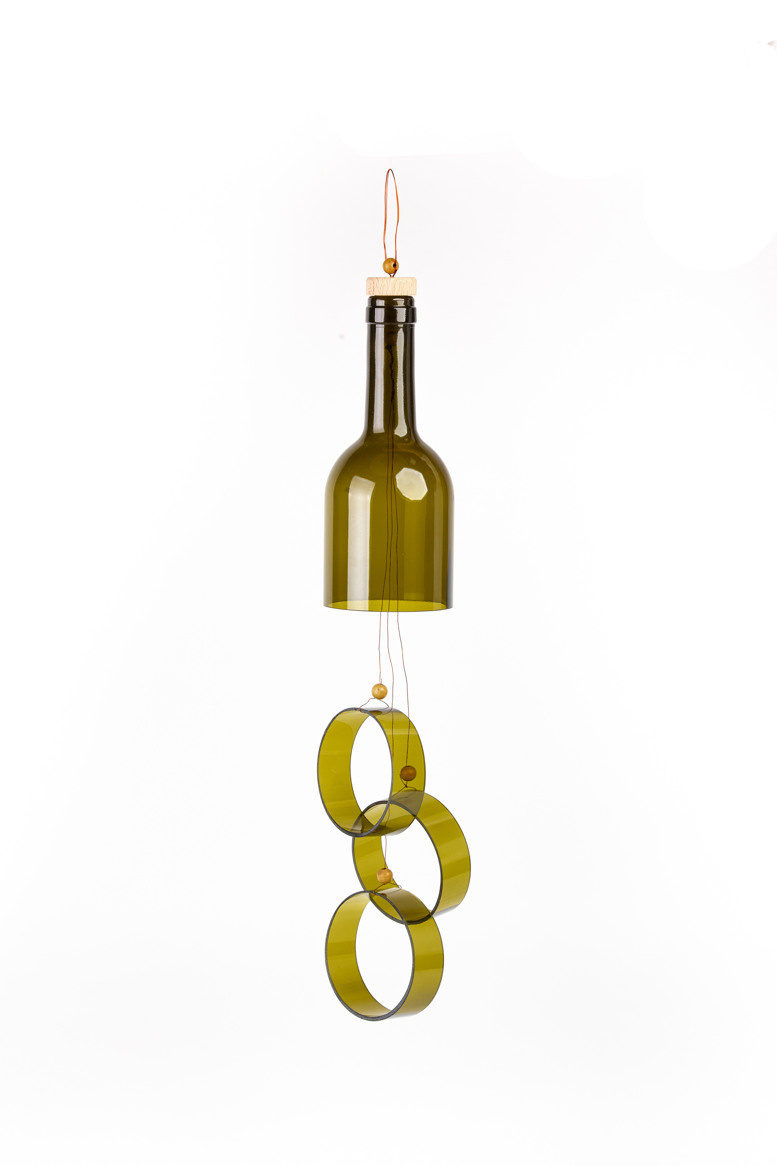 Glass wind chime - antique green