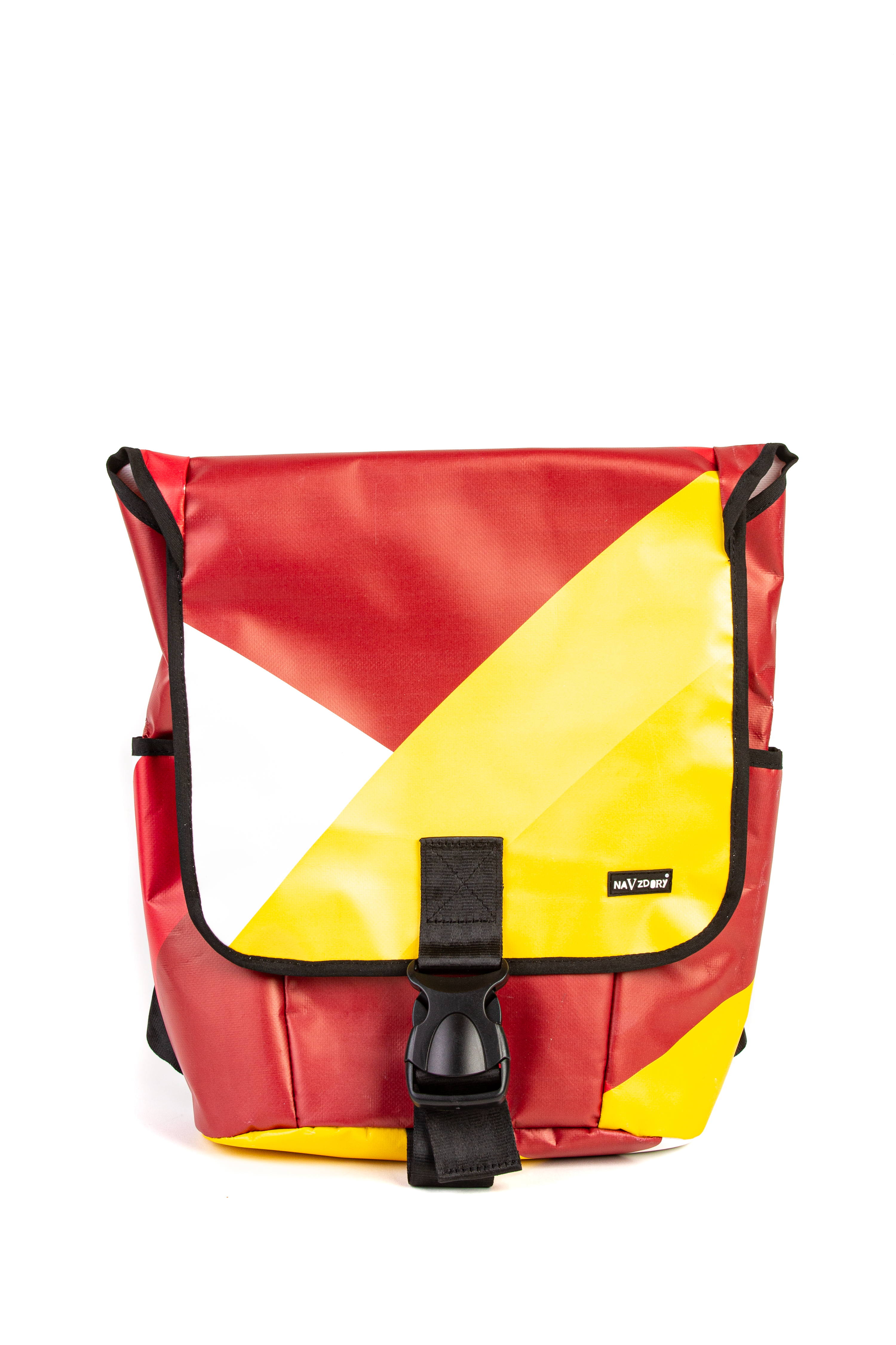 Backpack VELA made of car belt or banner - multicoloured