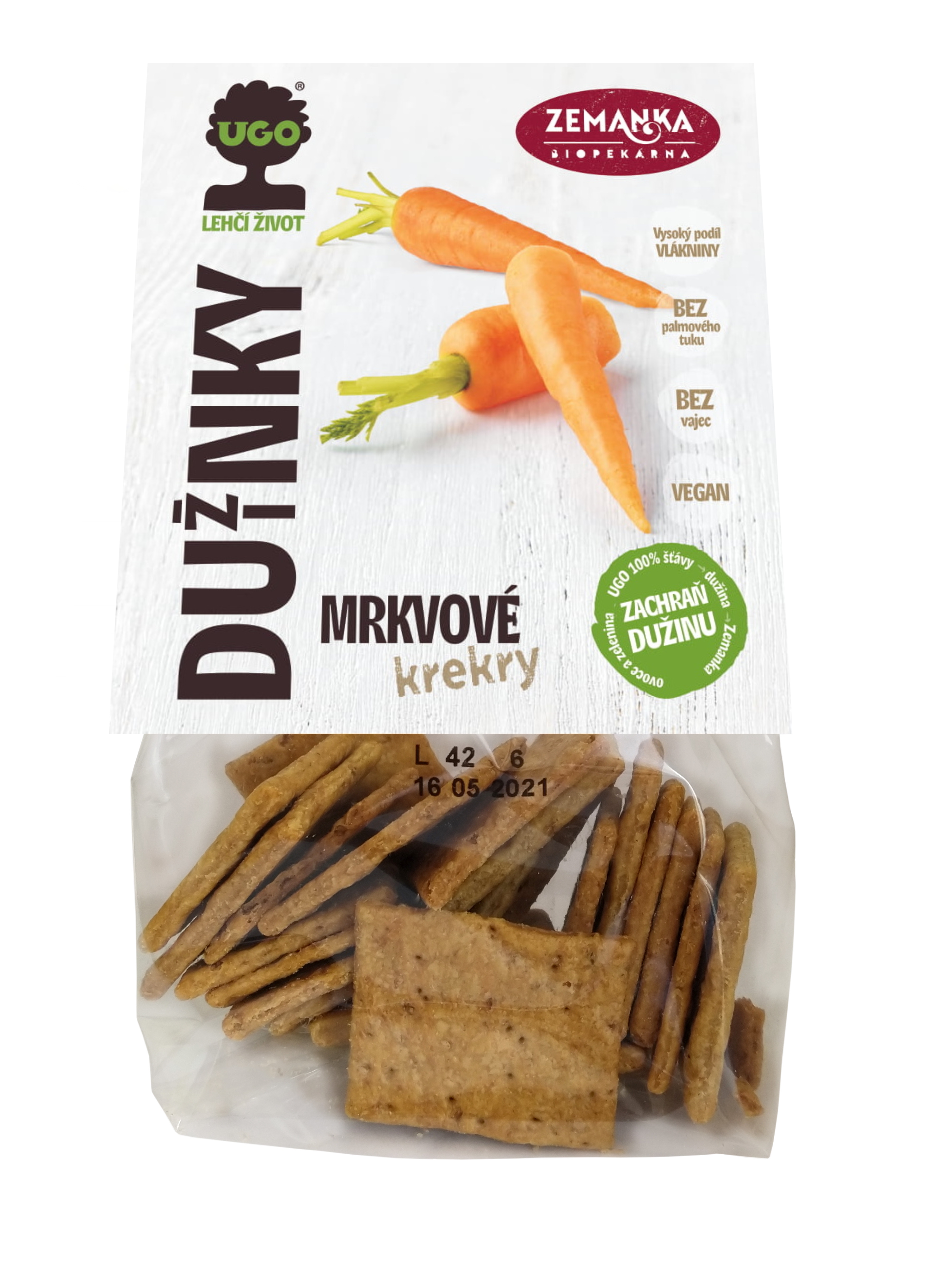 Salty crackers with carrot pulp 